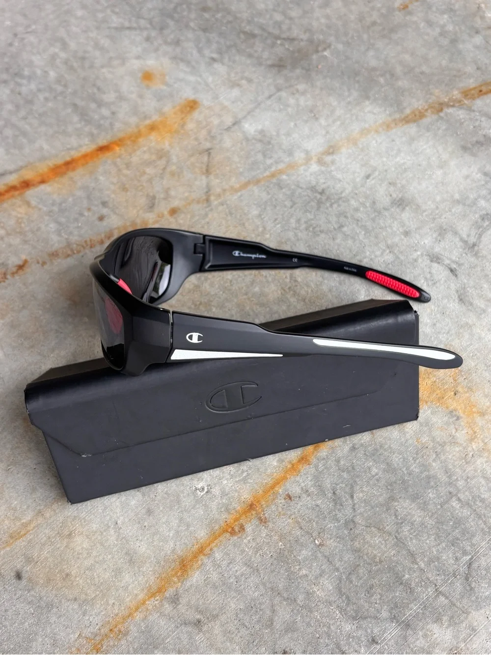 Champion Sport Sunglasses Black Red Y2K Racing Streetwear Athleisure